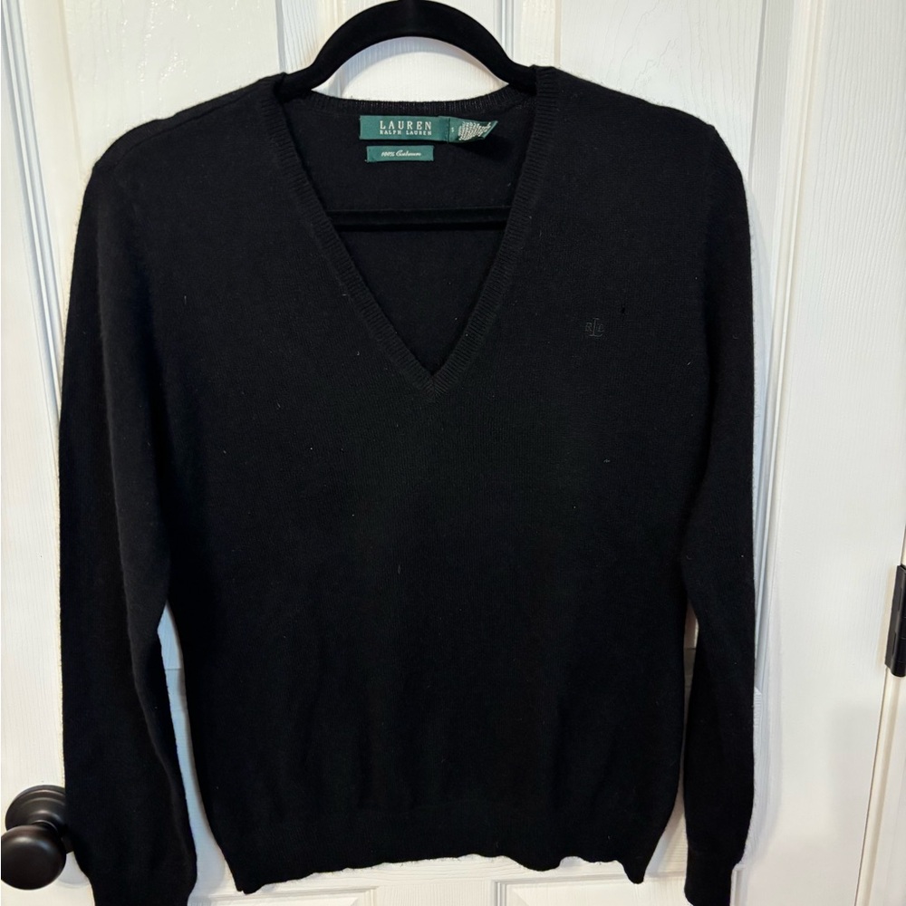 Lauren Ralph Lauren Black V-Neck Sweater